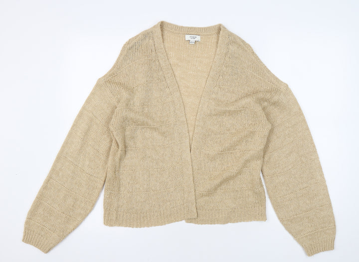Jacqueline de Yong Beige Cardigan XS Women V-Neck Knit