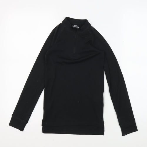 Trespass Boys Black Mock Neck Long Sleeve Pullover, 7-8 Years