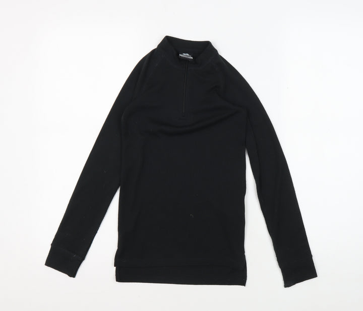 Trespass Boys Black Mock Neck Long Sleeve Pullover, 7-8 Years