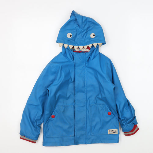 Next Boys Blue Shark Hood Rain Coat Jacket 4-5 Years