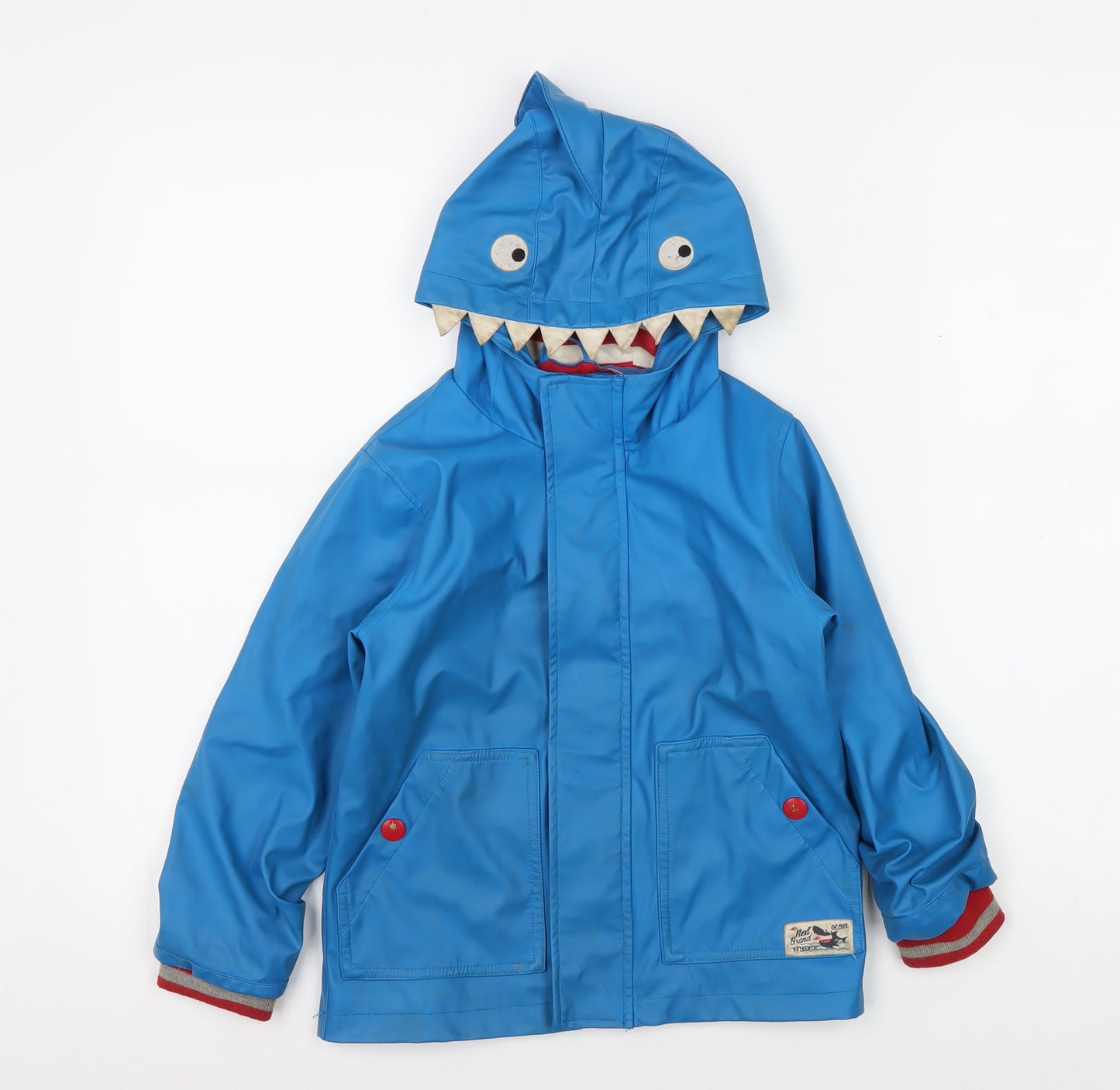 Next Boys Blue Shark Hood Rain Coat Jacket 4-5 Years