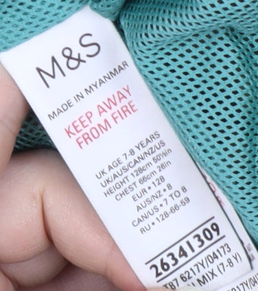 Marks and Spencer Boys Green Windbreaker Jacket 7-8 Years
