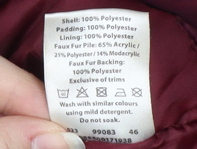 Crane Women's Black Parka Jacket S Hooded Fur Trim