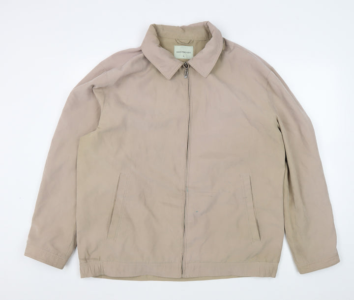 Greenwoods Men's Beige XL Basic Jacket with Zip Closure
