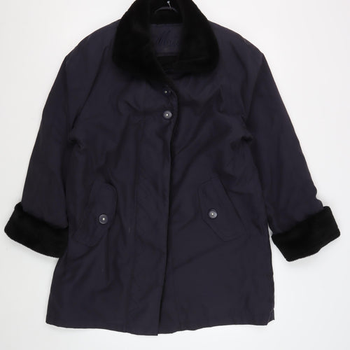 Nuage Women's Black Overcoat Size 12 with Fur Trim