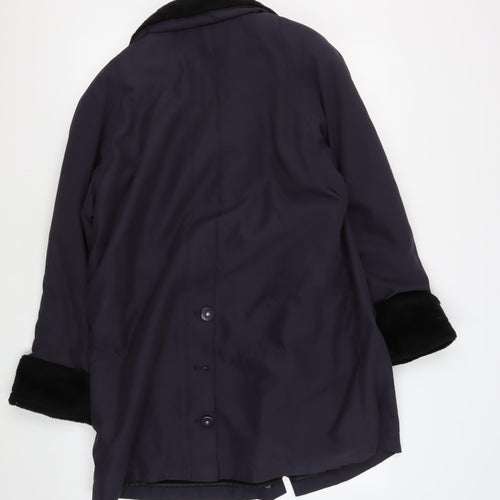 Nuage Women's Black Overcoat Size 12 with Fur Trim