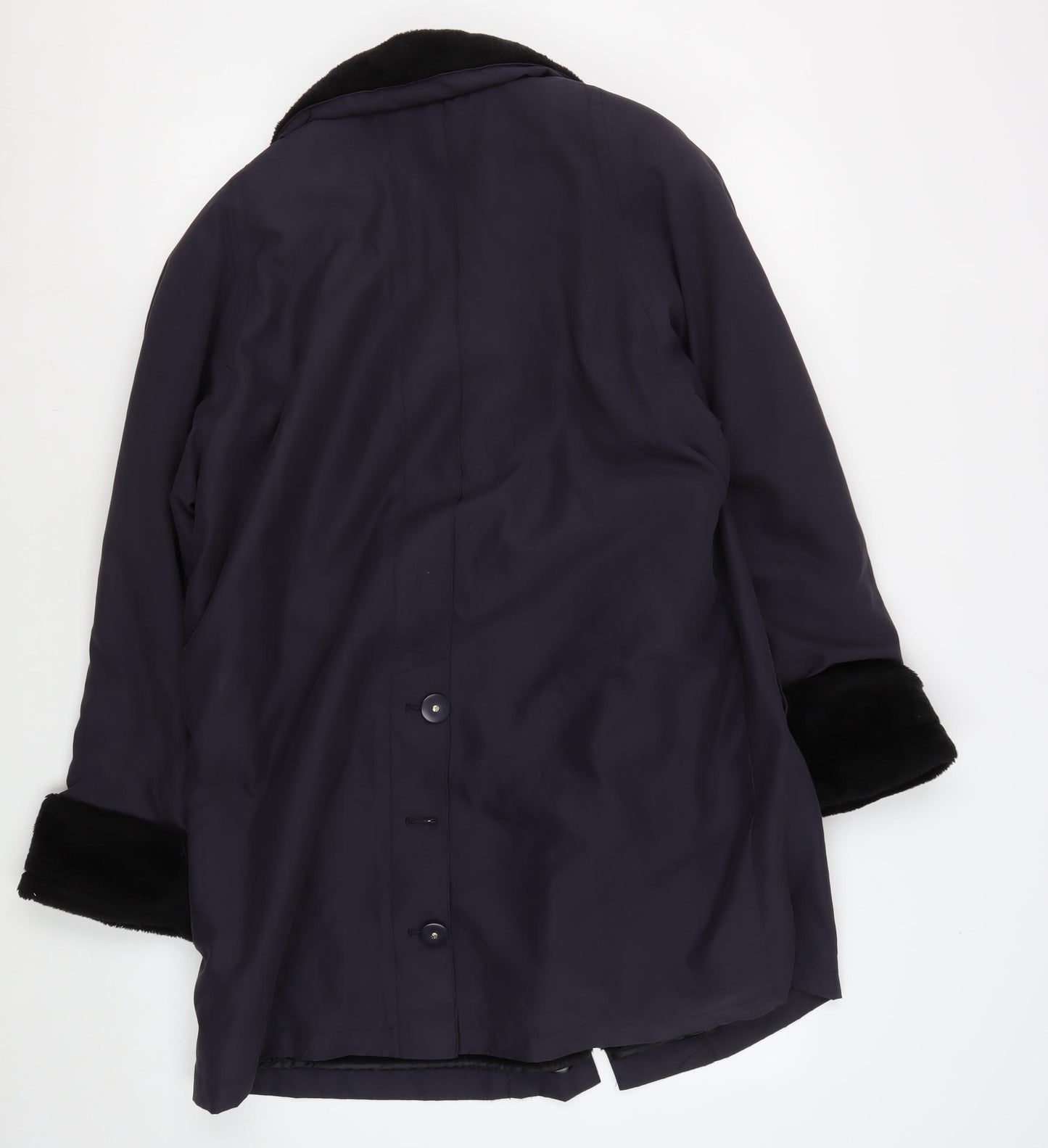 Nuage Women's Black Overcoat Size 12 with Fur Trim