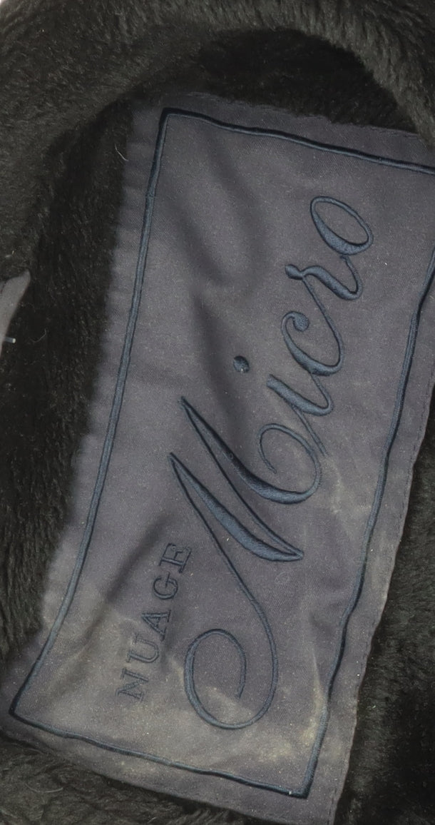 Nuage Women's Black Overcoat Size 12 with Fur Trim