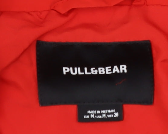 Pull&Bear Red Cropped Hooded Jacket - Women's M Casual