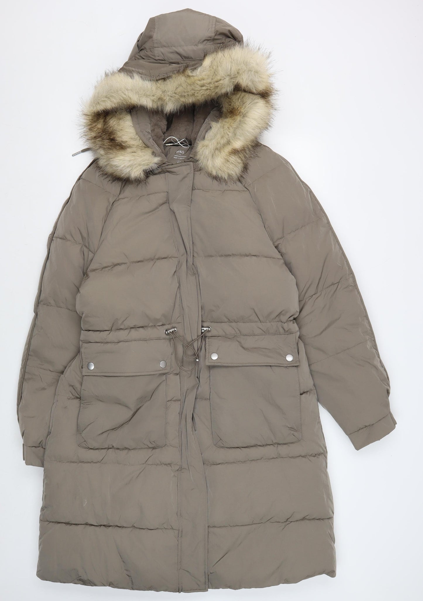 Marks and Spencer Brown Puffer Jacket, Size 14