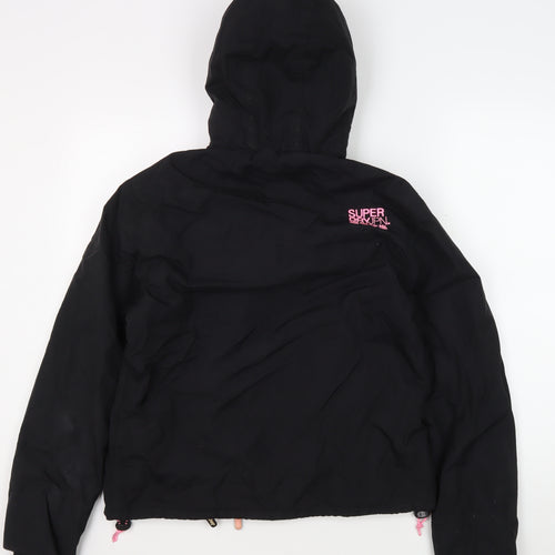 Superdry Women's Black Hooded Windbreaker Jacket L