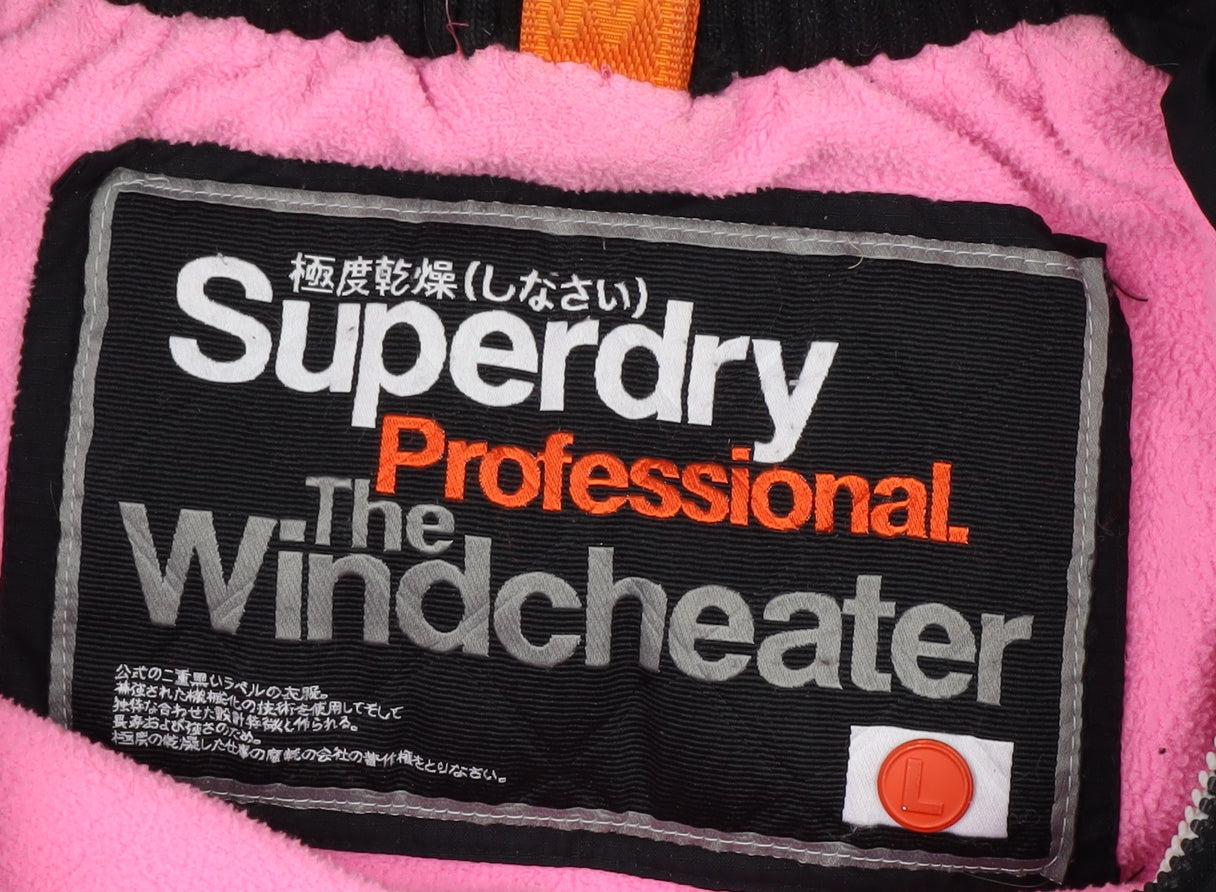 Superdry Women's Black Hooded Windbreaker Jacket L