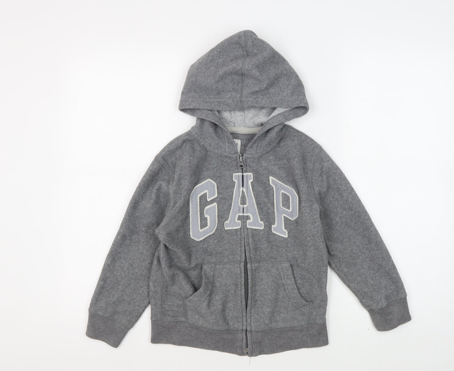 Gap Boys Grey Full Zip Hoodie with Logo, Size 6-7 Years