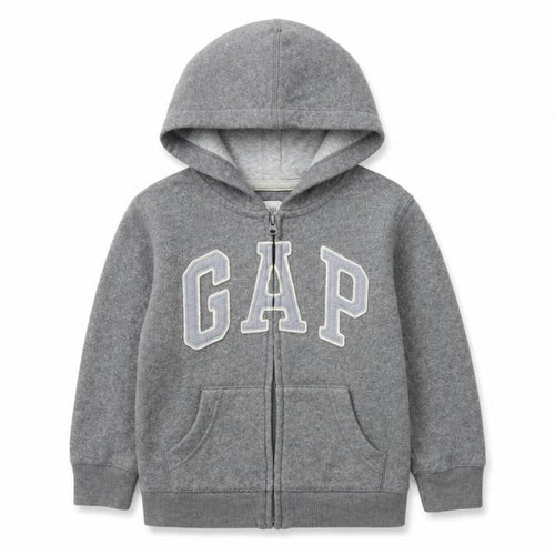 Gap Boys Grey Full Zip Hoodie with Logo, Size 6-7 Years