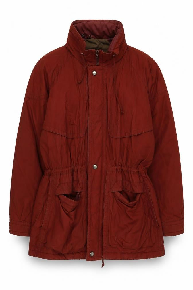 Front view of Stillwater Brown L Hooded Parka Coat unisex