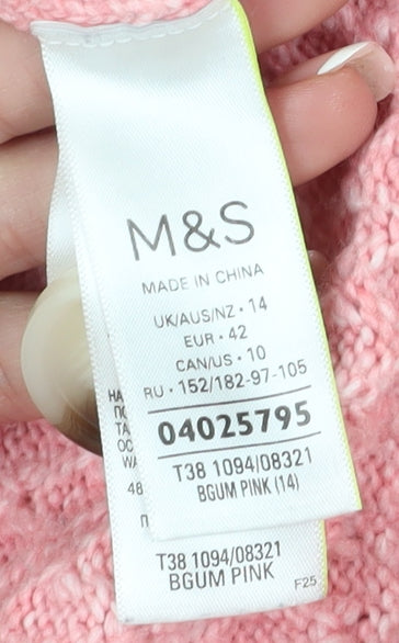 Marks and Spencer Women's Pink Cardigan, Size 14