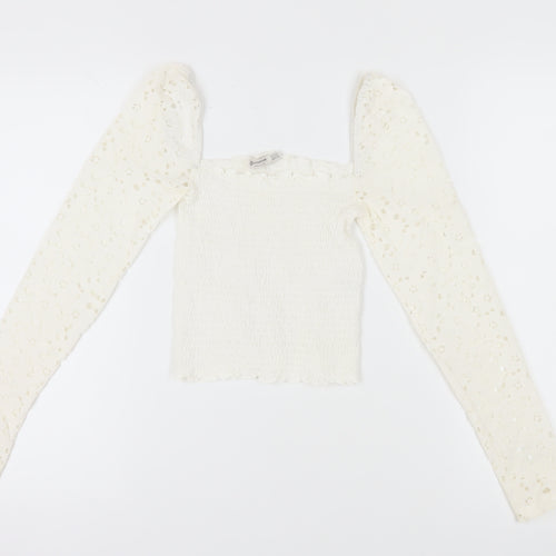 Stradivarius Women White 2XS Cropped Blouse