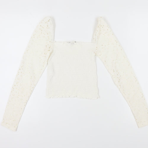 Stradivarius Women White 2XS Cropped Blouse