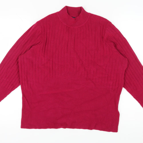 Marks and Spencer Women's Red Mock Neck Pullover Jumper, Size 22