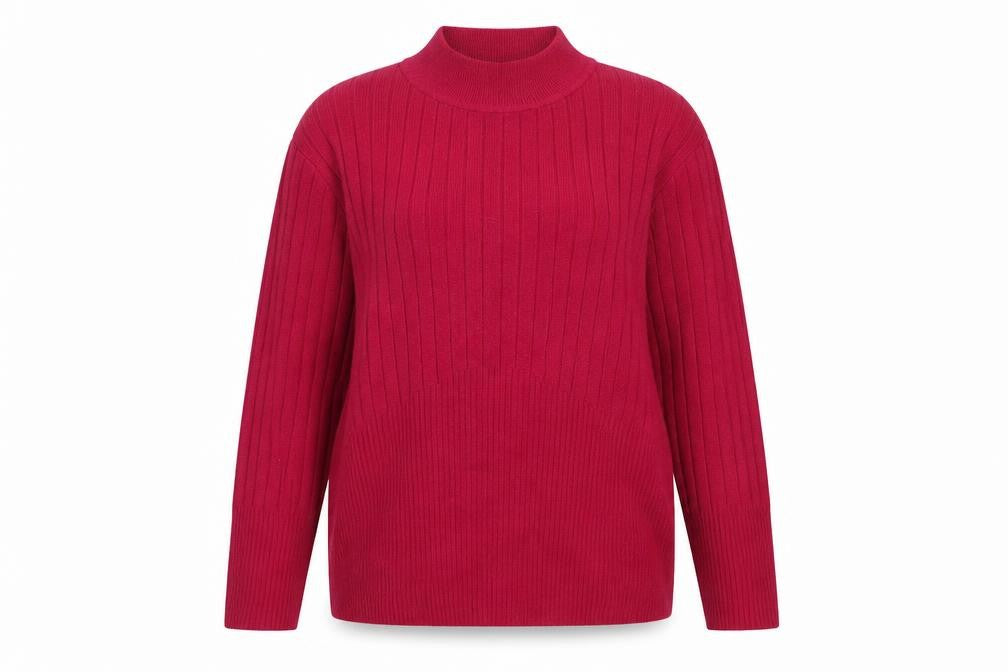 Front view of Marks & Spencer Women's Red Mock Neck jumper, size 22