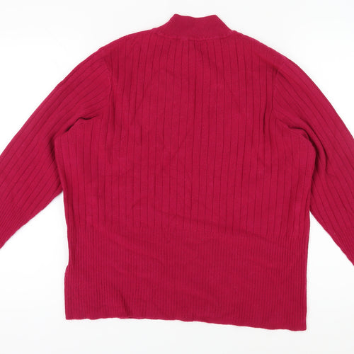 Marks and Spencer Women's Red Mock Neck Pullover Jumper, Size 22