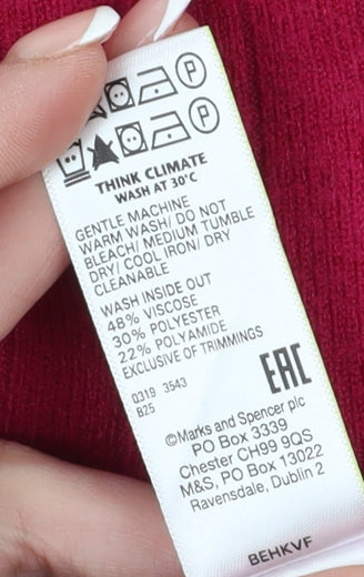 Marks and Spencer Women's Red Mock Neck Pullover Jumper, Size 22