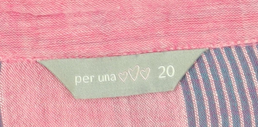 Marks and Spencer Women's Pink Striped 3/4 Sleeve Blouse