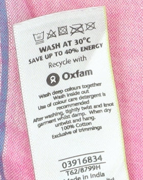 Marks and Spencer Women's Pink Striped 3/4 Sleeve Blouse