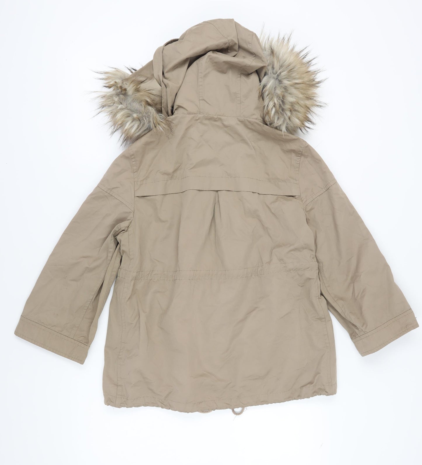 Zara Women's Beige Mid-Length Parka Coat Size 12