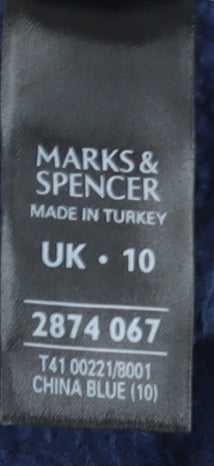 Marks and Spencer Women's Blue Hooded Fleece Jacket Size 10