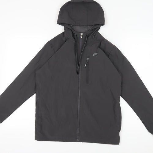 Elgini Men's Black Hooded Windbreaker Jacket M