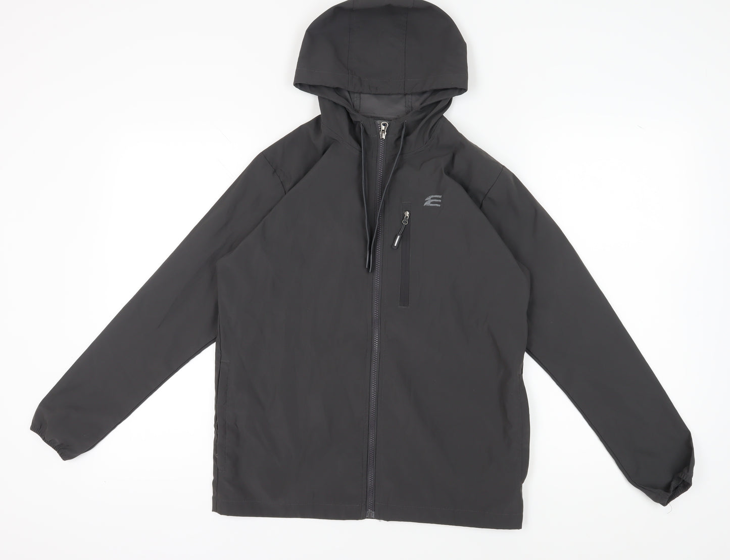 Elgini Men's Black Hooded Windbreaker Jacket M