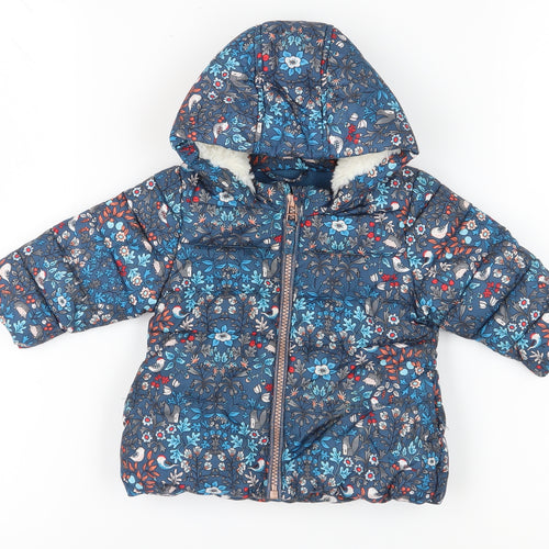 Next Unisex Baby Blue Floral Puffer Jacket 3-6 Months