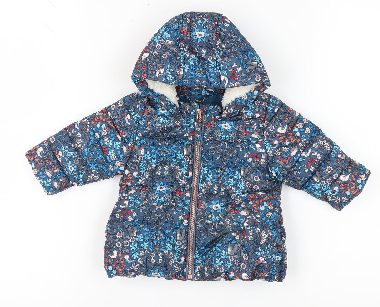 Next Unisex Baby Blue Floral Puffer Jacket 3-6 Months