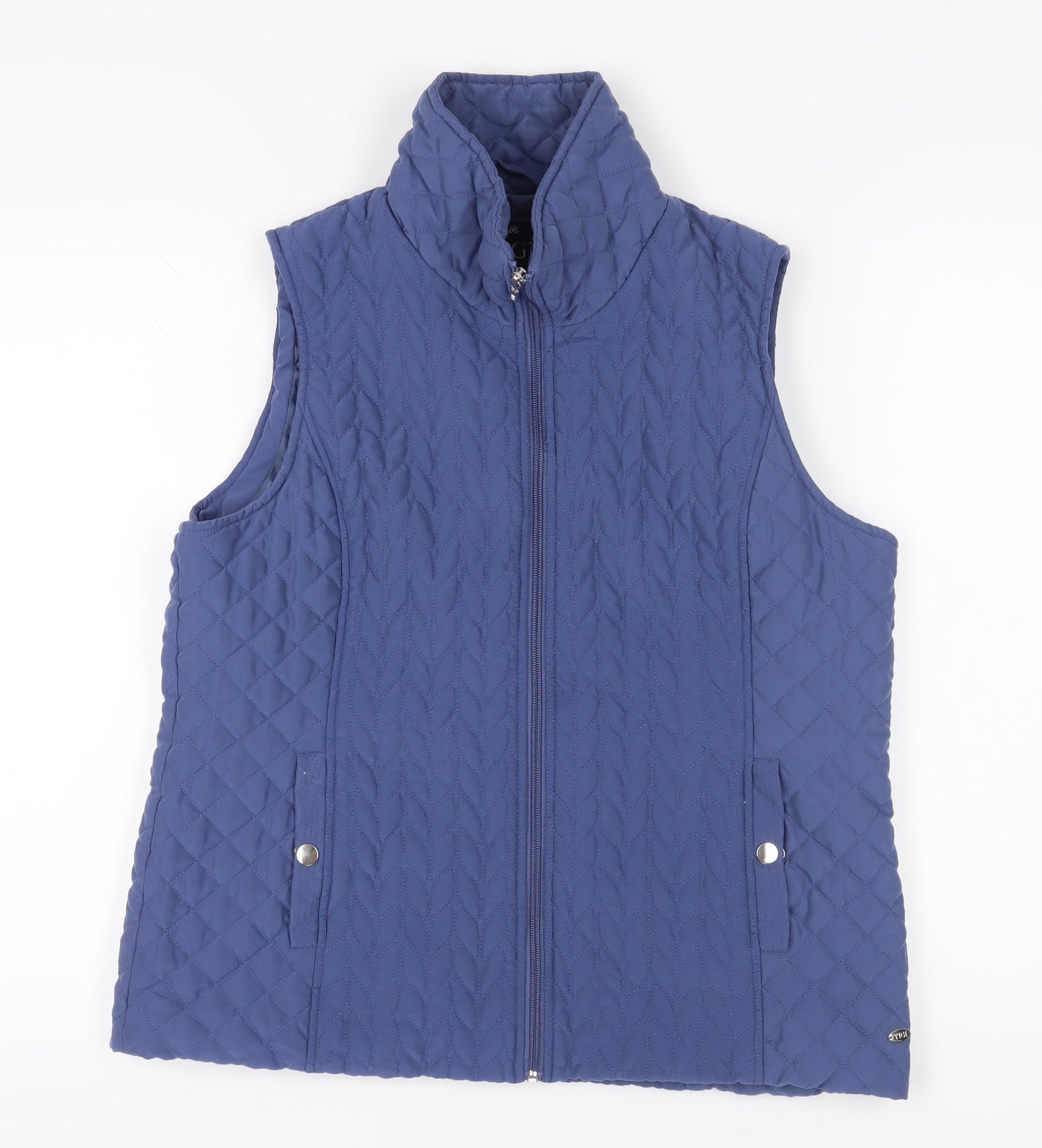 TIGI Women's Blue Quilted Waistcoat M Casual Spring
