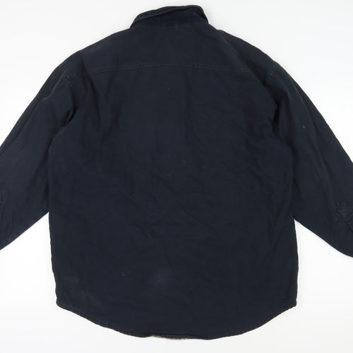 Zara Men's Blue Cotton Jacket L - Casual Mid-Length Style