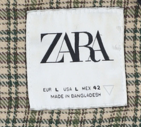 Zara Men's Blue Cotton Jacket L - Casual Mid-Length Style