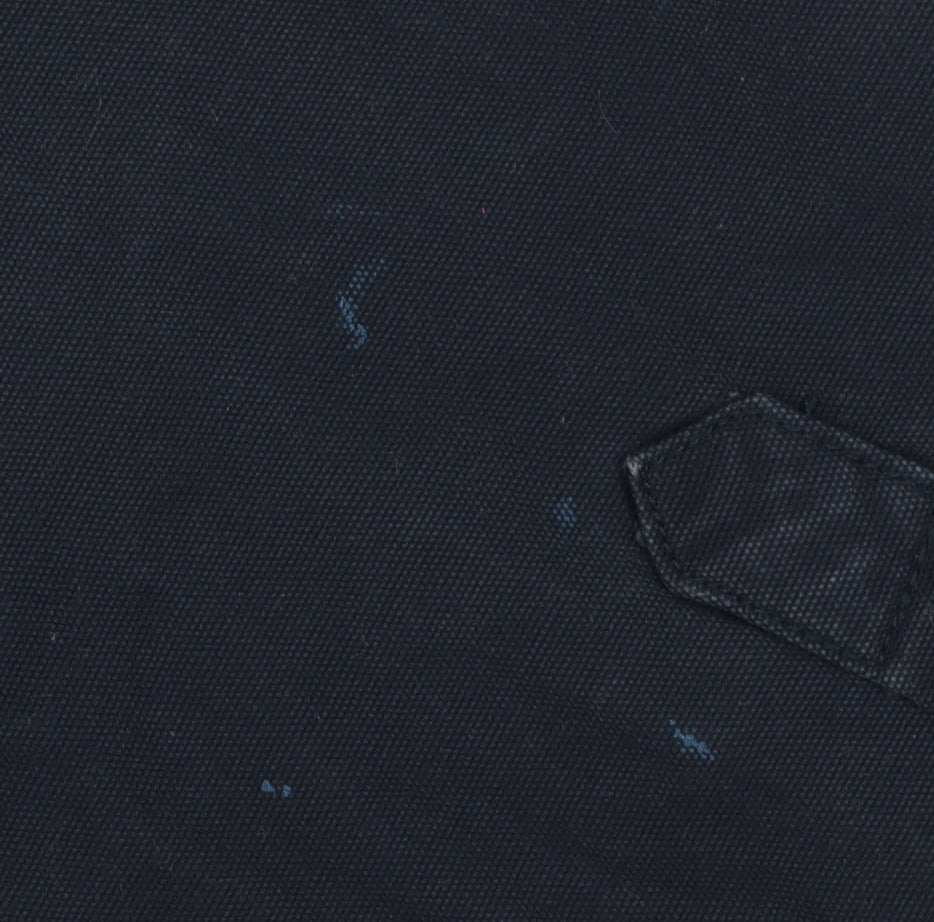 Zara Men's Blue Cotton Jacket L - Casual Mid-Length Style