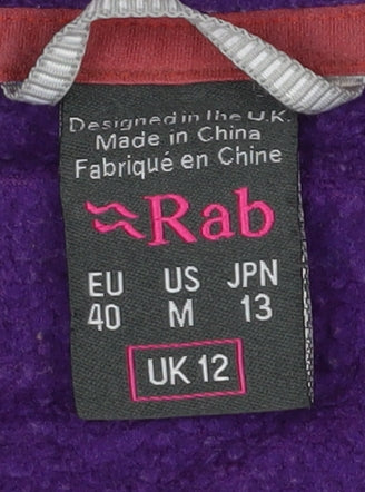 Rab Women's Purple Full Zip Sweatshirt UK 12