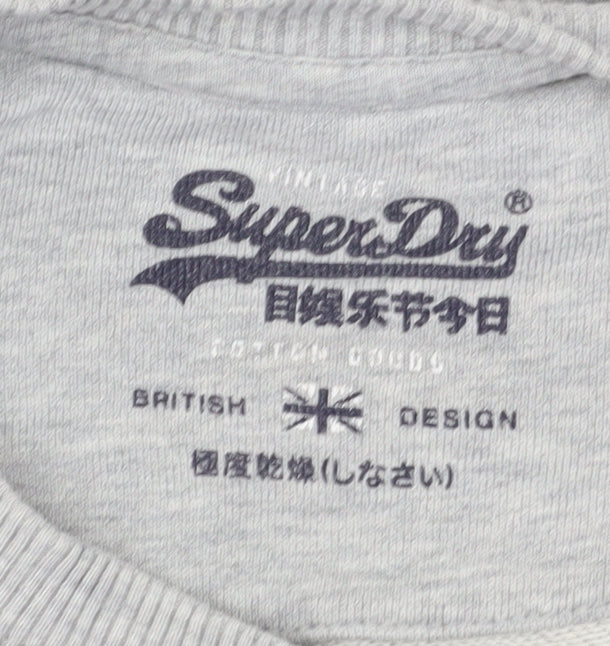 Superdry Men's Grey Pullover Sweatshirt M Logo