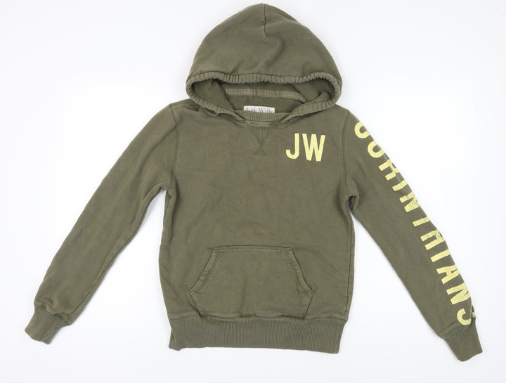 Jack Wills Women's Green Hoodie Size 10 Pullover
