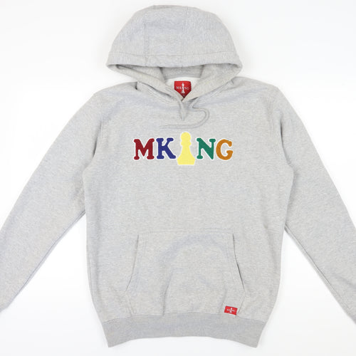 M KING Men's Grey Hoodie L - Embroidered Pullover