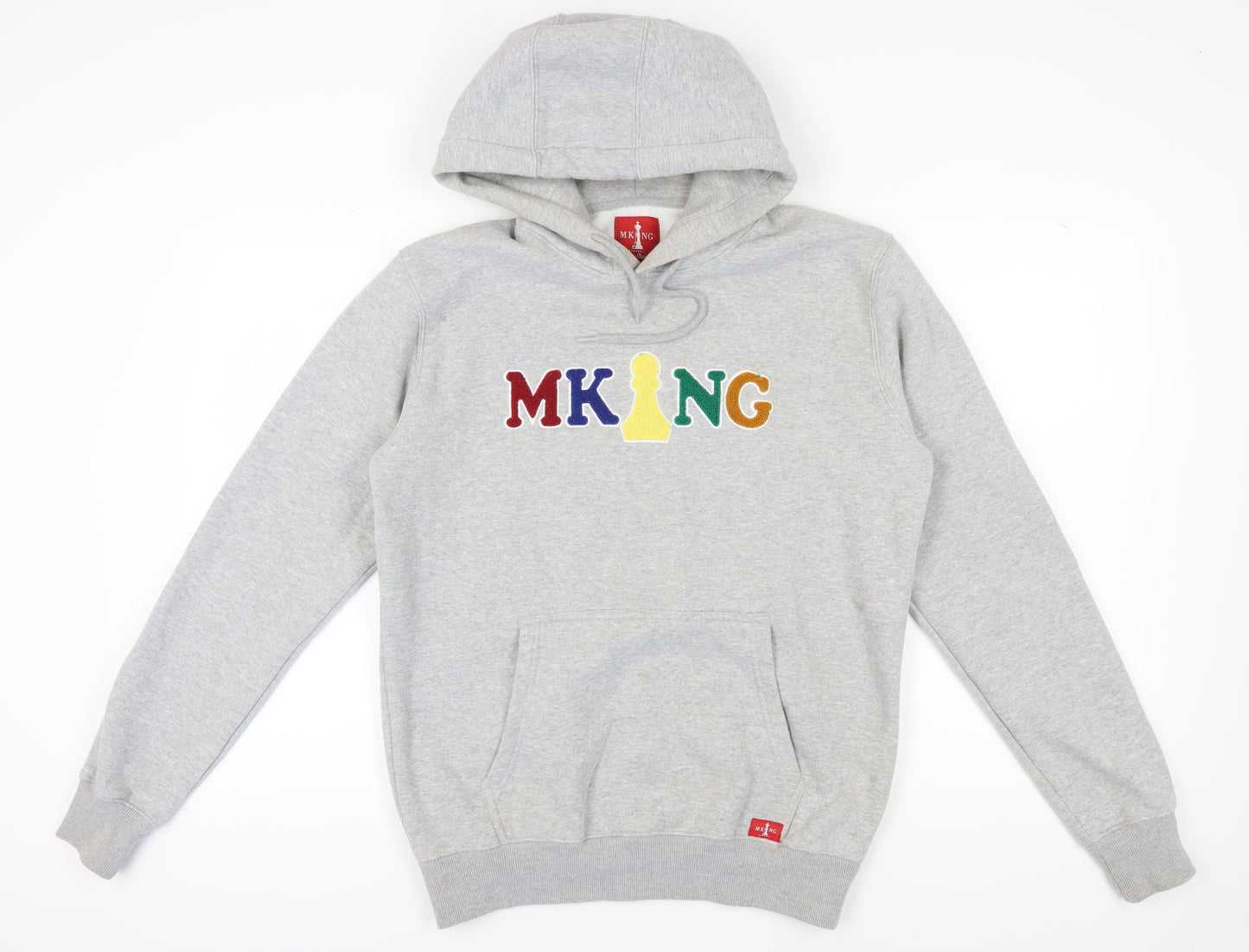 M KING Men's Grey Hoodie L - Embroidered Pullover