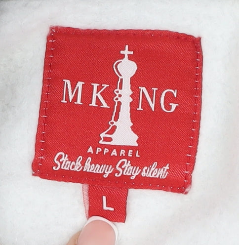 M KING Men's Grey Hoodie L - Embroidered Pullover