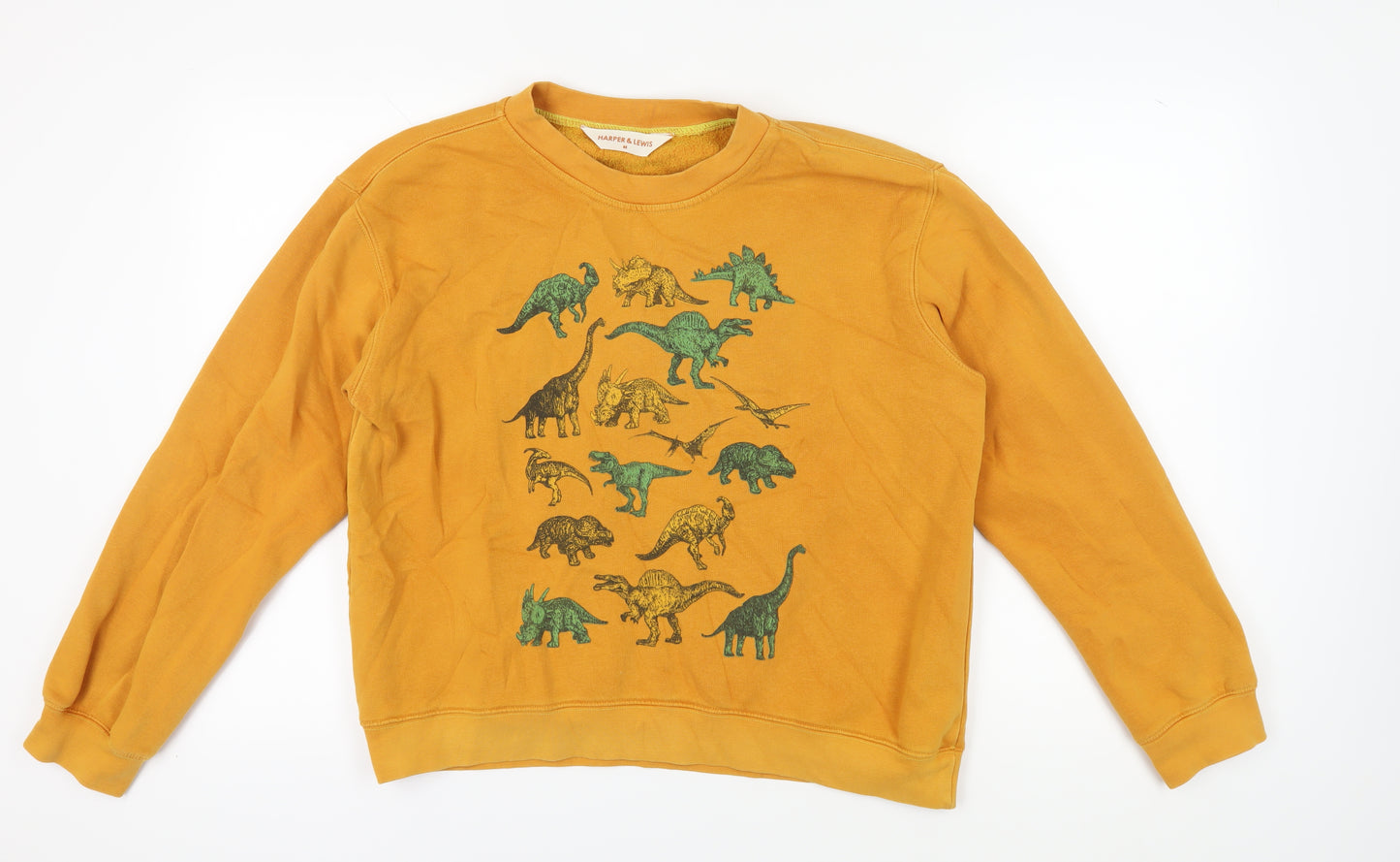 Harper & Lewis Orange Dinosaur Unisex Sweatshirt M
