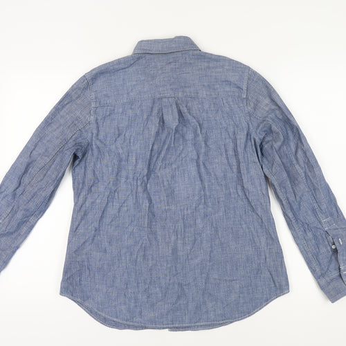 Gap Men's Blue Chambray Long Sleeve Shirt Large