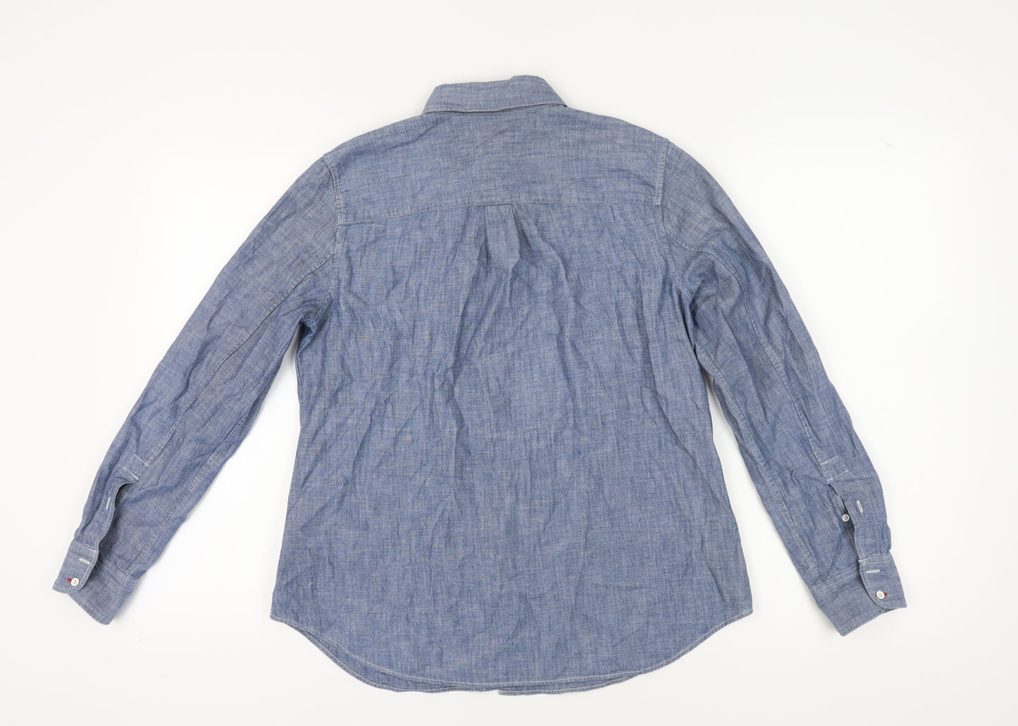 Gap Men's Blue Chambray Long Sleeve Shirt Large