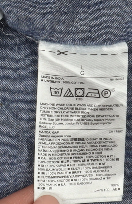 Gap Men's Blue Chambray Long Sleeve Shirt Large