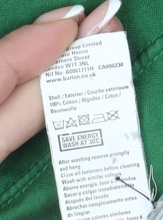 Burton Menswear Men's Green Cotton Parka Jacket XL