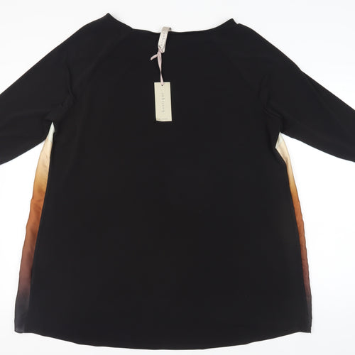 Evans Women's Black Colourblock 3/4 Sleeve T-Shirt